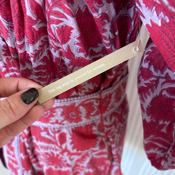 CLEOBELLA KAZ MINI DRESS Floral Print Waist Tie Cotton Fully Lined Size XS NWT - Picture 9 of 13